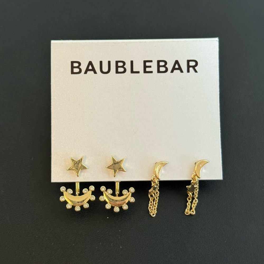 New Baublebar Cosmic Couple Earrings Set of 2 Moon Star Celestial earrings